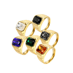 Casual Geometric Titanium Steel Gem 18K Gold Plated Unisex Rings display picture 5