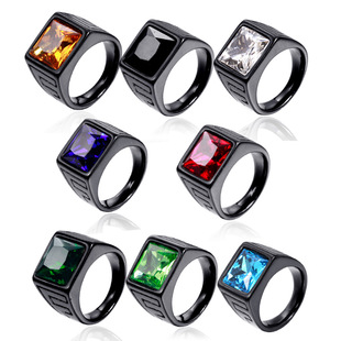 Casual Geometric Titanium Steel Gem 18K Gold Plated Unisex Rings display picture 13