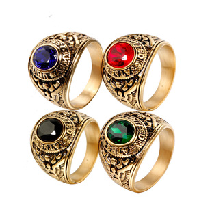 Casual Geometric Titanium Steel Gem 18K Gold Plated Unisex Rings display picture 15