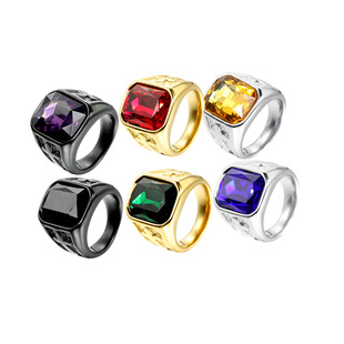 Casual Geometric Titanium Steel Gem 18K Gold Plated Unisex Rings display picture 17