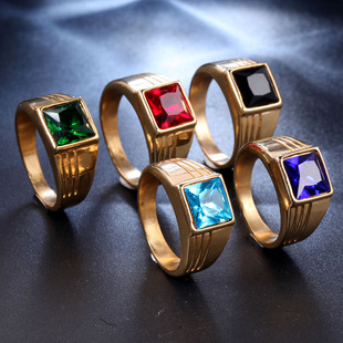 Casual Geometric Titanium Steel Gem 18K Gold Plated Unisex Rings display picture 19