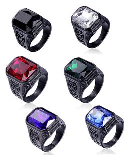 Casual Geometric Titanium Steel Gem 18K Gold Plated Unisex Rings display picture 23