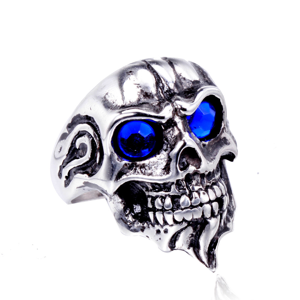 Casual Skull Stainless Steel Polishing Rhinestones 18K Gold Plated Men'S Rings display picture 6