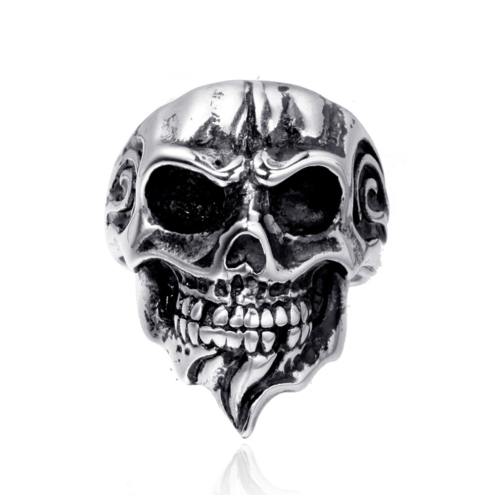 Casual Skull Stainless Steel Polishing Rhinestones 18K Gold Plated Men'S Rings display picture 9