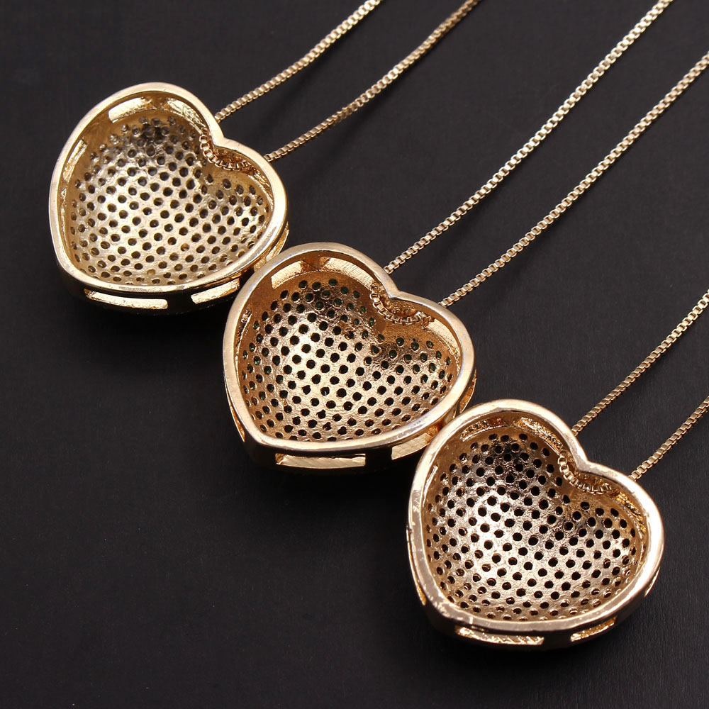 Ig Style Simple Style Commute Heart Shape Copper Plating Inlay Zircon White Gold Plated Gold Plated Earrings Necklace display picture 8