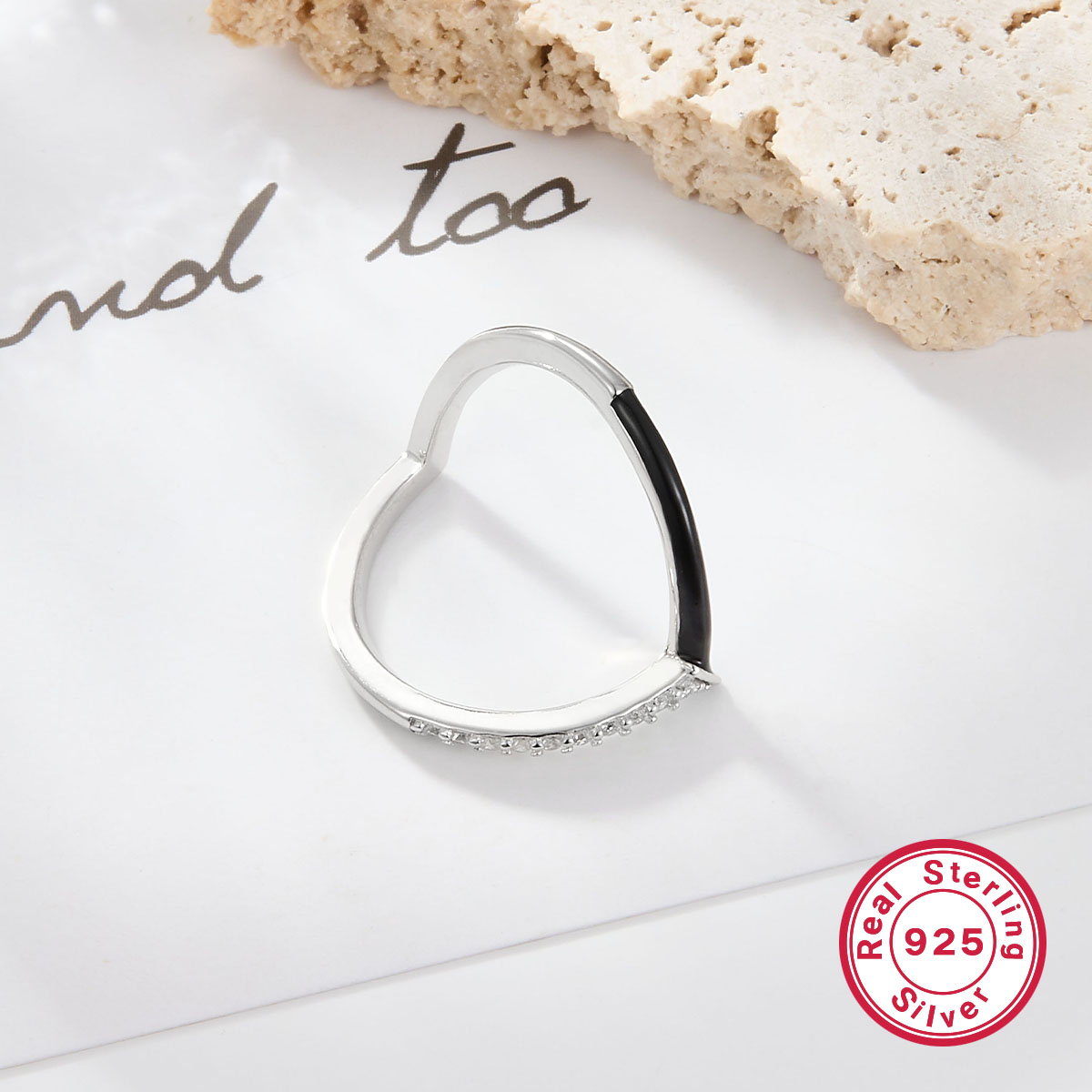 Simple Style Heart Shape Sterling Silver Rings display picture 4