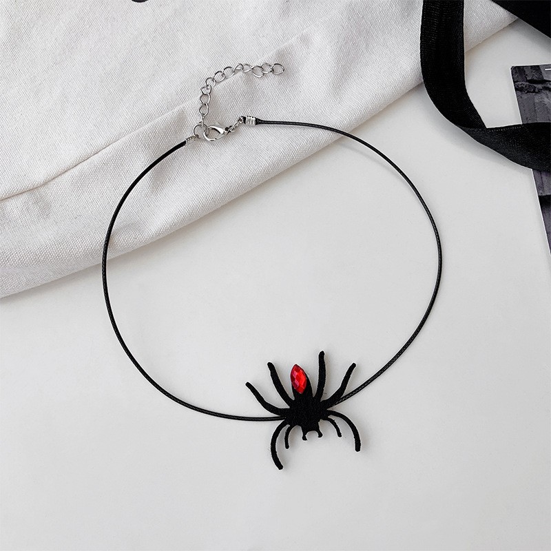 Exaggerated Funny Spider Web Alloy Sponge Three-dimensional Halloween Women's Necklace display picture 2