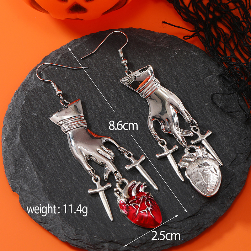 1 Pair Exaggerated Funny Heart Gesture Enamel Alloy Drop Earrings display picture 2