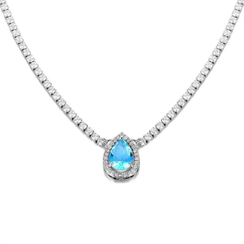 Wholesale Casual Classic Style Water Droplets Copper Inlay Rhodium Plated Zircon Pendant Necklace display picture 2