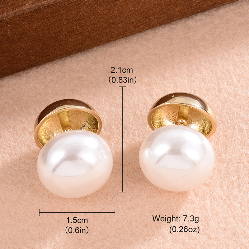 1 Pair Elegant Simple Style Solid Color Plating Inlay Copper Pearl 14k Gold Plated Ear Studs display picture 1