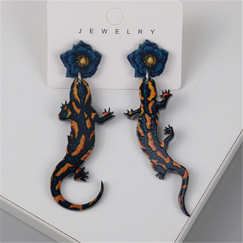 1 Pair Funny Gecko Patchwork Arylic Drop Earrings display picture 4