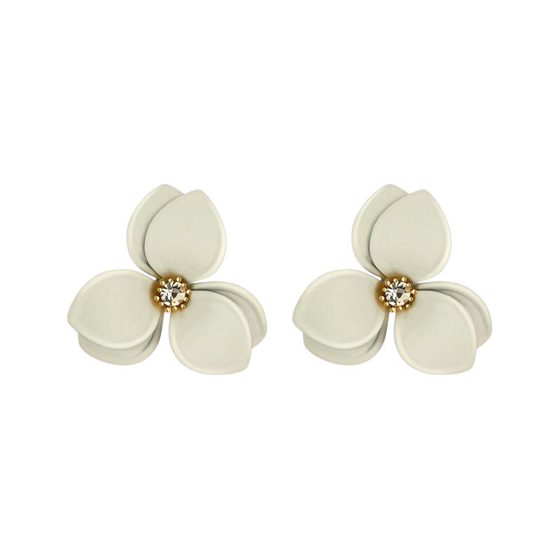 1 Pair Simple Style Flower Inlay Alloy Zircon Ear Studs display picture 1