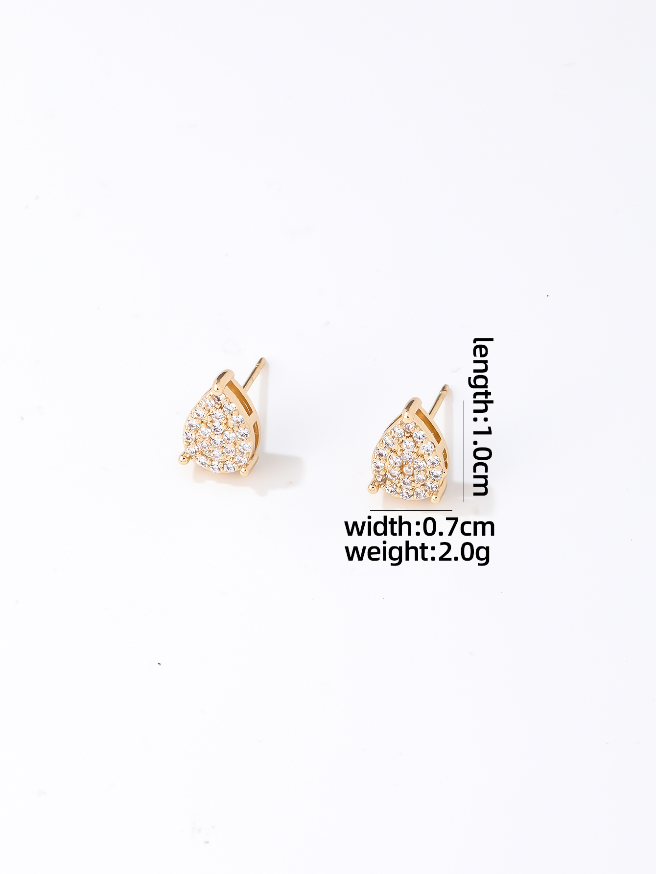 1 Paire Hip Hop Style Cool Brillant Les Gouttelettes D'Eau Placage Incruster Le Cuivre Zircon Boucles D'Oreilles display picture 5