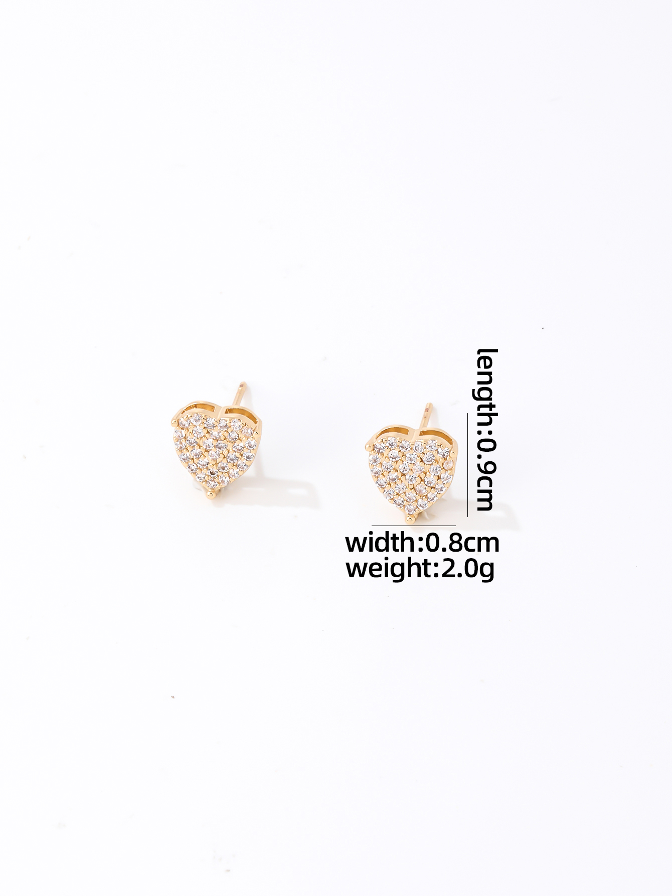 1 Pair Hip-Hop Cool Style Shiny Heart Shape Plating Inlay Copper Zircon Ear Studs display picture 5