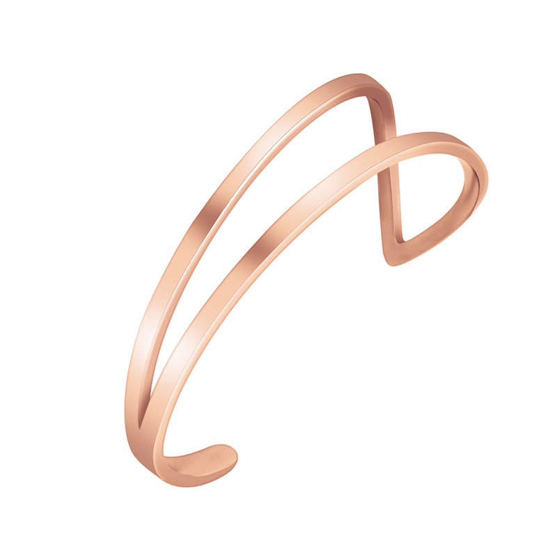 Simple Style Solid Color Stainless Steel Plating Rose Gold Plated Bangle display picture 7