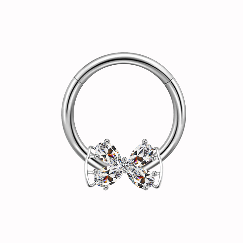 Hawaiian Sun Butterfly Stainless Steel Copper Plating Hollow Out Inlay Rhinestones Zircon White Gold Plated Gold Plated Chest Ring display picture 2