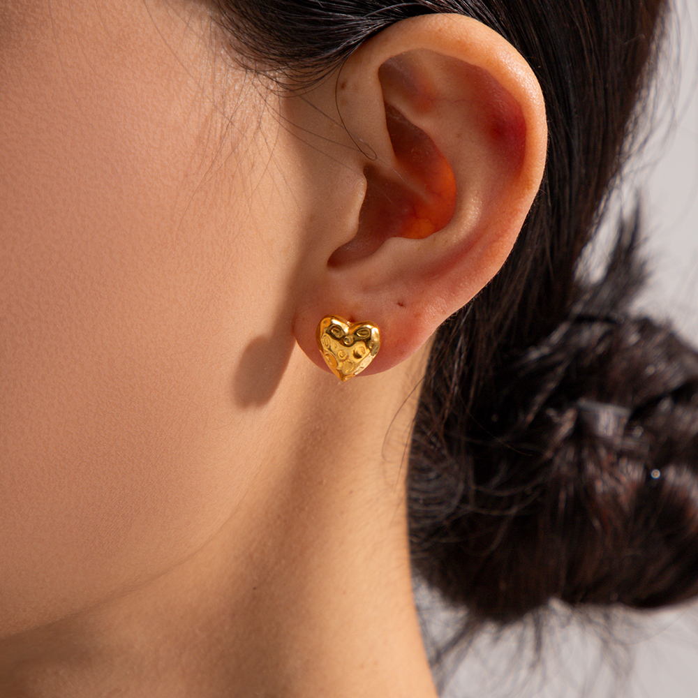 1 Pair Ig Style Heart Shape Plating Stainless Steel 18k Gold Plated Ear Studs display picture 7