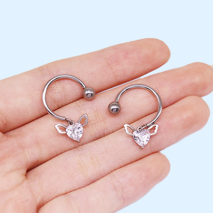 Hip-hop Rock Streetwear Star Heart Shape Stainless Steel Copper Plating Inlay Zircon White Gold Plated Nipple Ring display picture 12