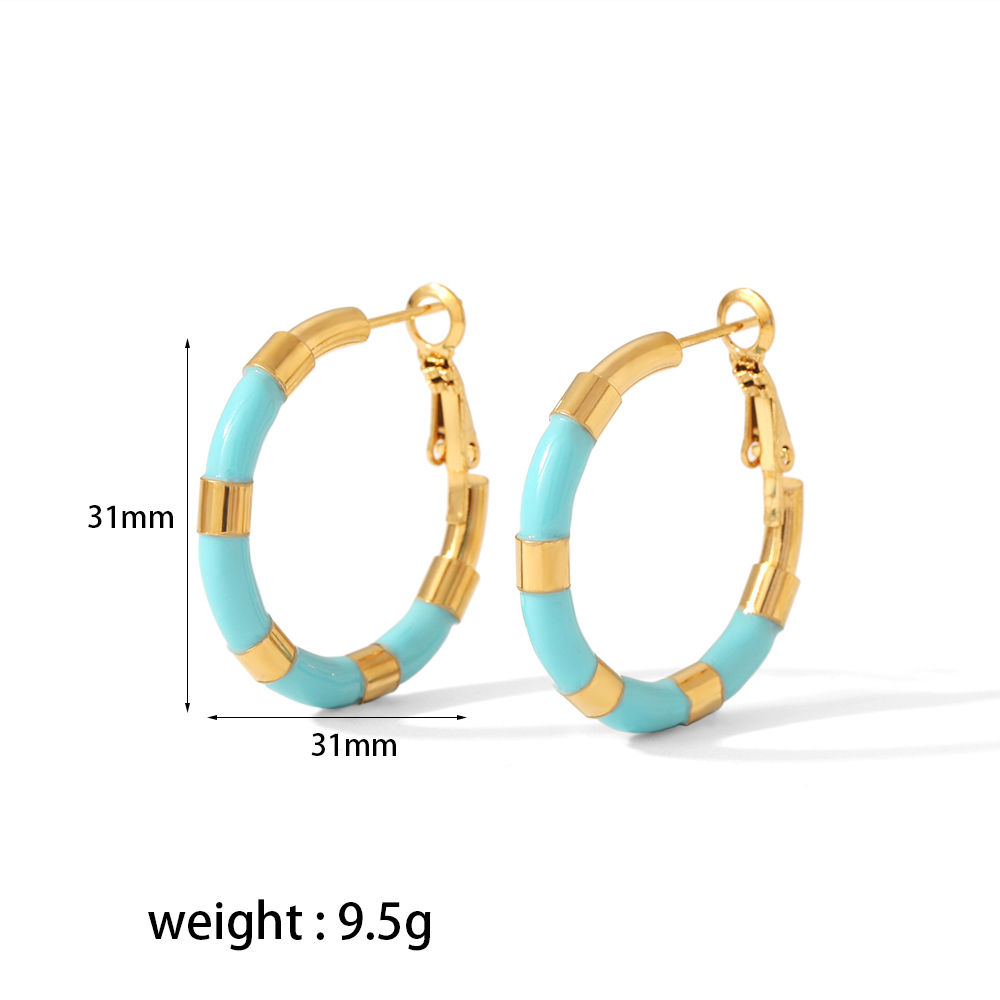 1 Pair Modern Style Color Block Polishing Epoxy Plating 304 Stainless Steel Earrings display picture 4