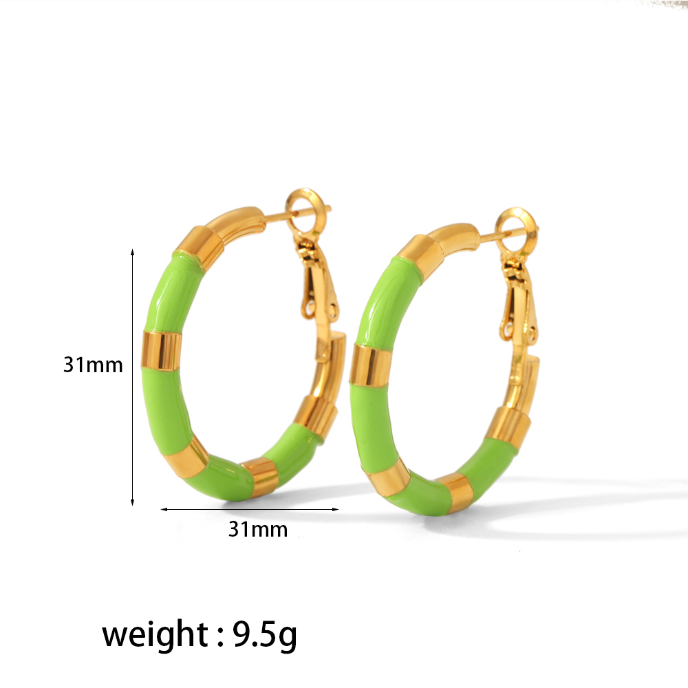 1 Pair Modern Style Color Block Polishing Epoxy Plating 304 Stainless Steel Earrings display picture 5
