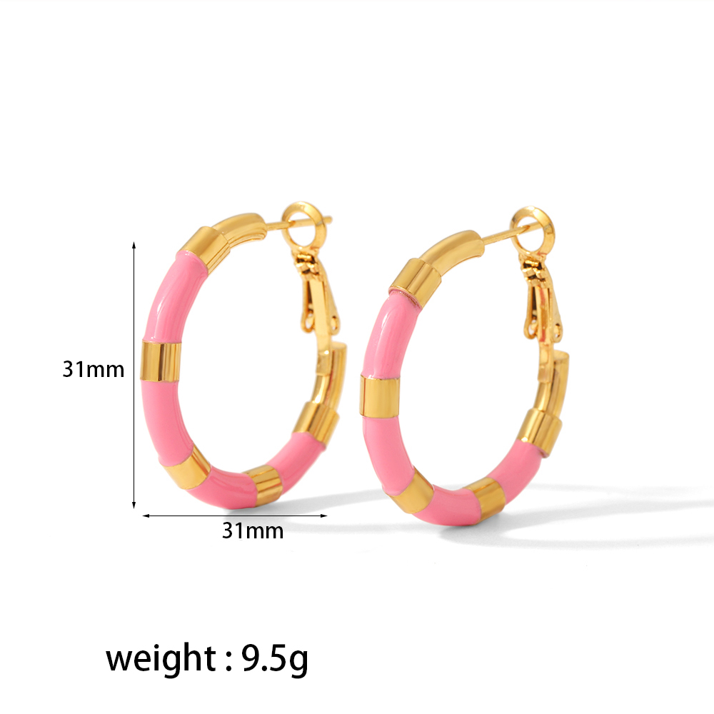 1 Pair Modern Style Color Block Polishing Epoxy Plating 304 Stainless Steel Earrings display picture 6