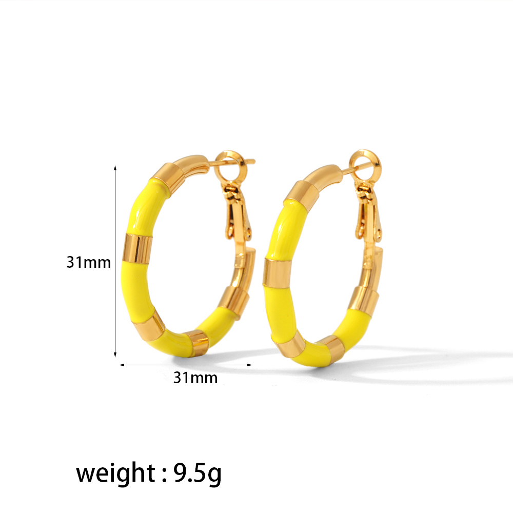 1 Pair Modern Style Color Block Polishing Epoxy Plating 304 Stainless Steel Earrings display picture 8
