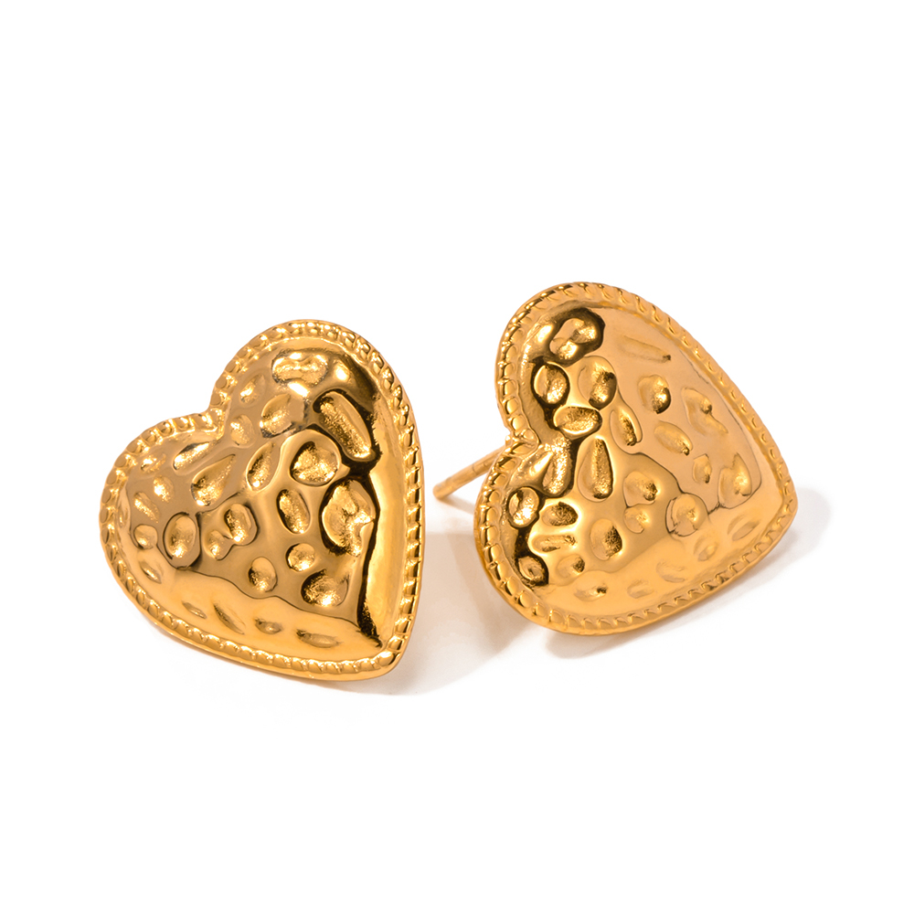 1 Pair Ig Style Heart Shape Plating Stainless Steel 18k Gold Plated Ear Studs display picture 7