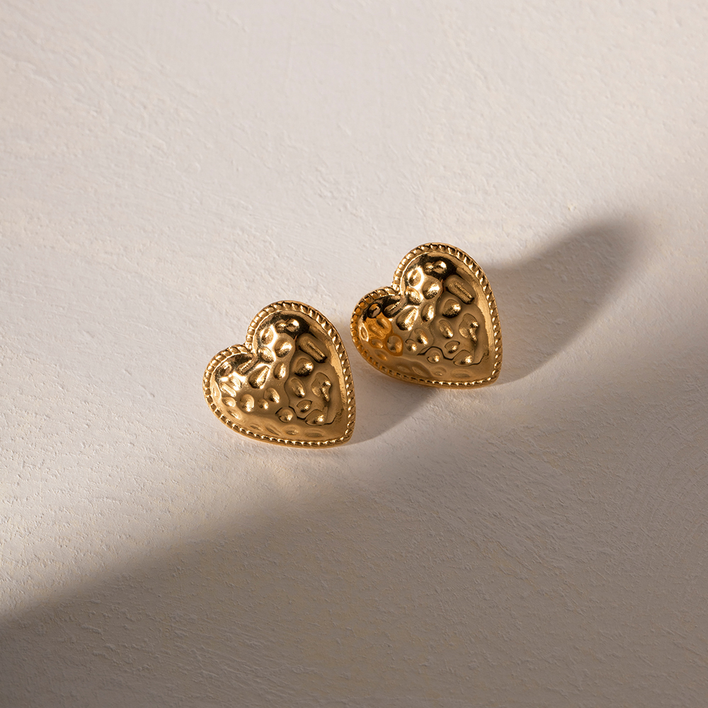 1 Pair Ig Style Heart Shape Plating Stainless Steel 18k Gold Plated Ear Studs display picture 6