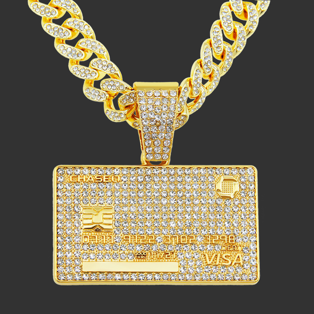 Hip-hop Punk Square Solid Color Alloy Plating Inlay Rhinestones Men's Pendant Necklace display picture 5