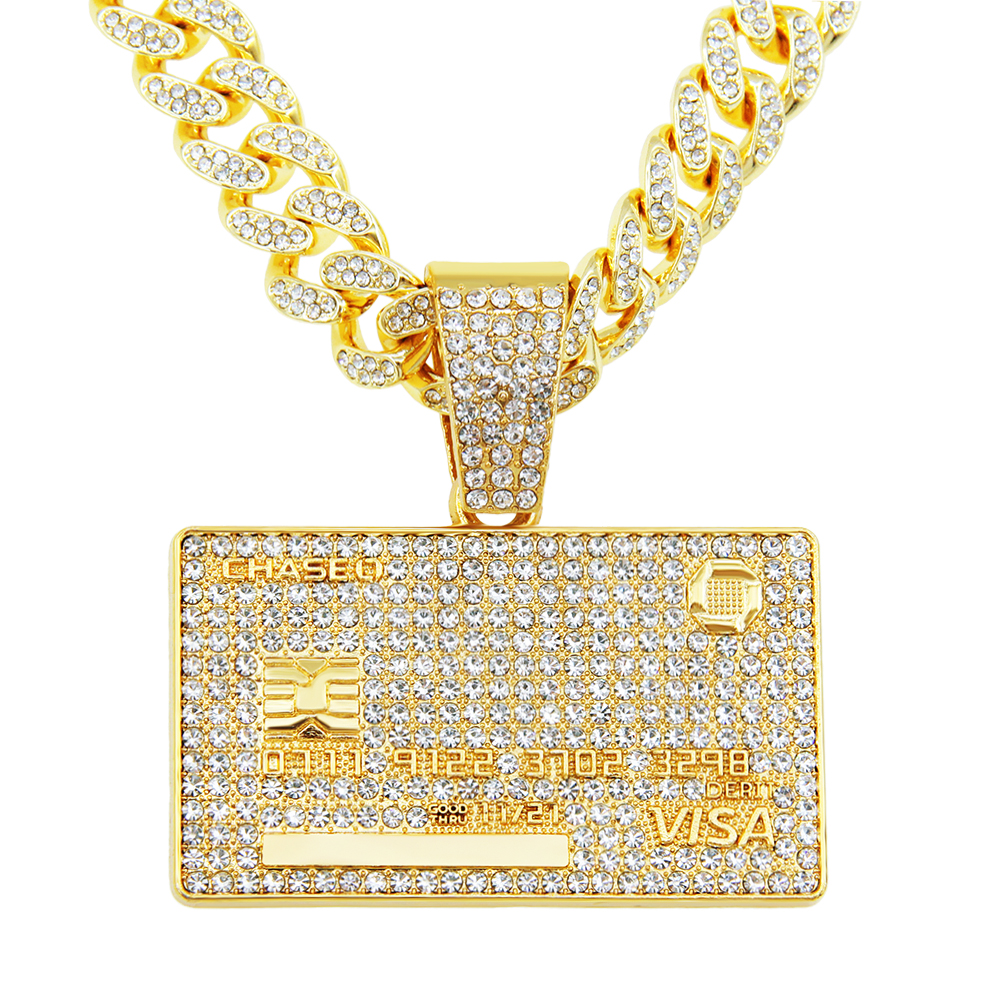 Hip-hop Punk Square Solid Color Alloy Plating Inlay Rhinestones Men's Pendant Necklace display picture 1