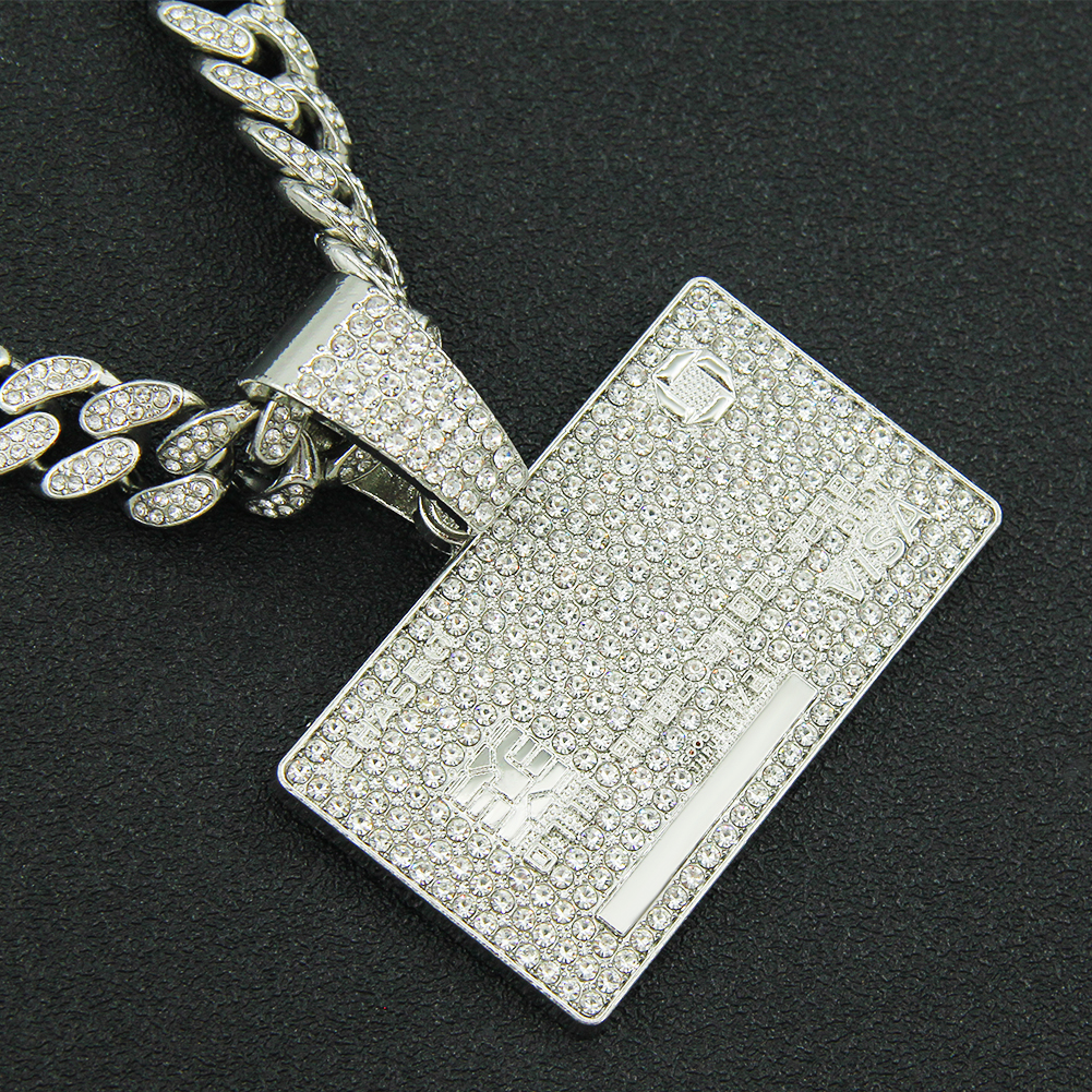 Hip-hop Punk Square Solid Color Alloy Plating Inlay Rhinestones Men's Pendant Necklace display picture 10