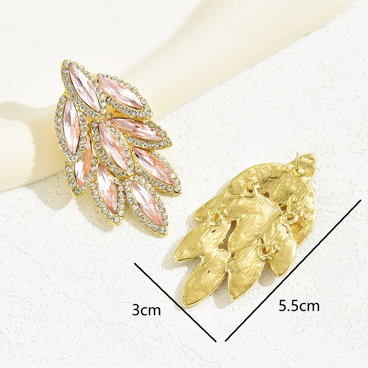 1 Pair Sweet Shiny Leaf Plating Inlay Copper Alloy Zinc Alloy Rhinestones 18K Gold Plated Drop Earrings display picture 3