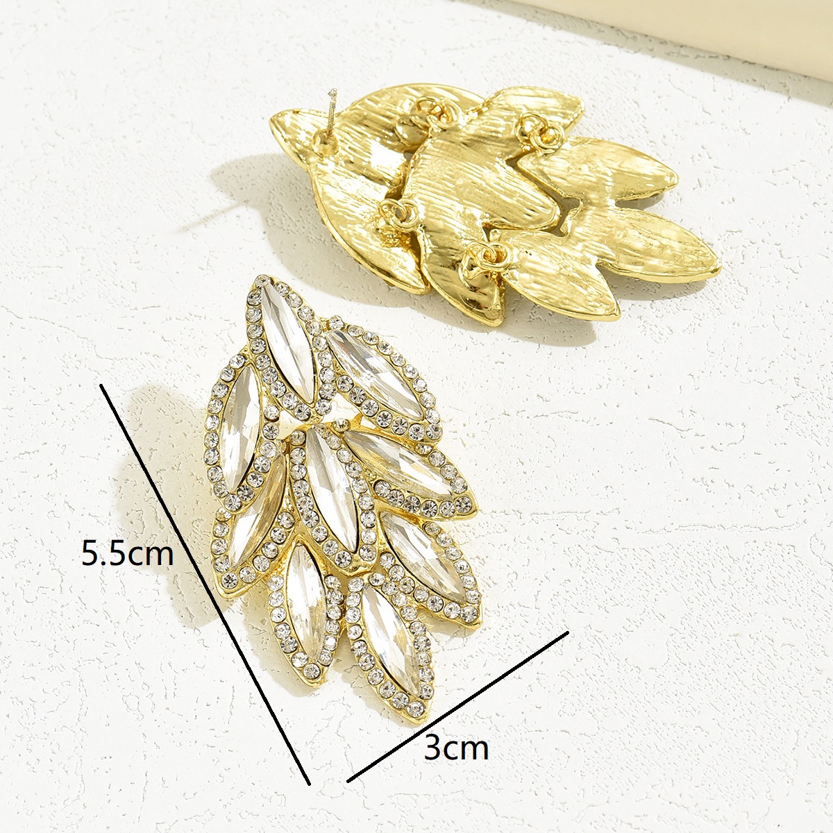 1 Pair Sweet Shiny Leaf Plating Inlay Copper Alloy Zinc Alloy Rhinestones 18K Gold Plated Drop Earrings display picture 11