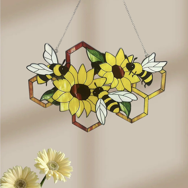 Süß Sonnenblume Biene Aryl Anhänger display picture 2