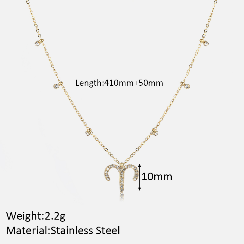 304 Stainless Steel Simple Style Shiny Plating Inlay Constellation Zircon Pendant Necklace display picture 6