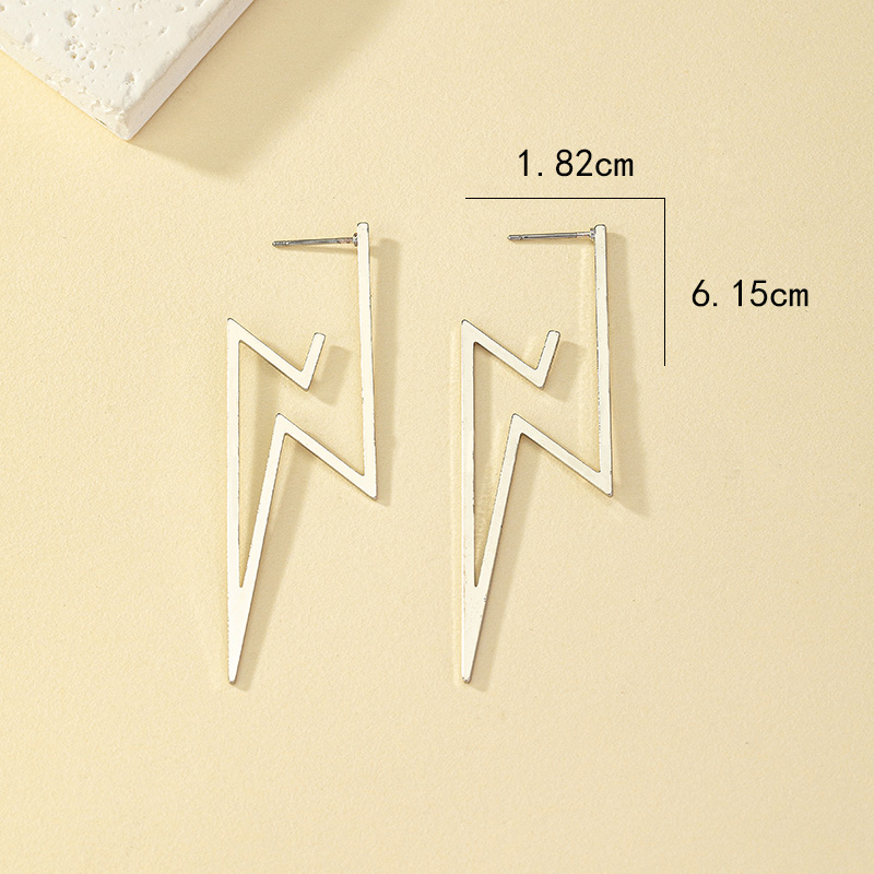 1 Pair Lady Simple Style Streetwear Lightning Plating Alloy White Gold Plated Drop Earrings display picture 3