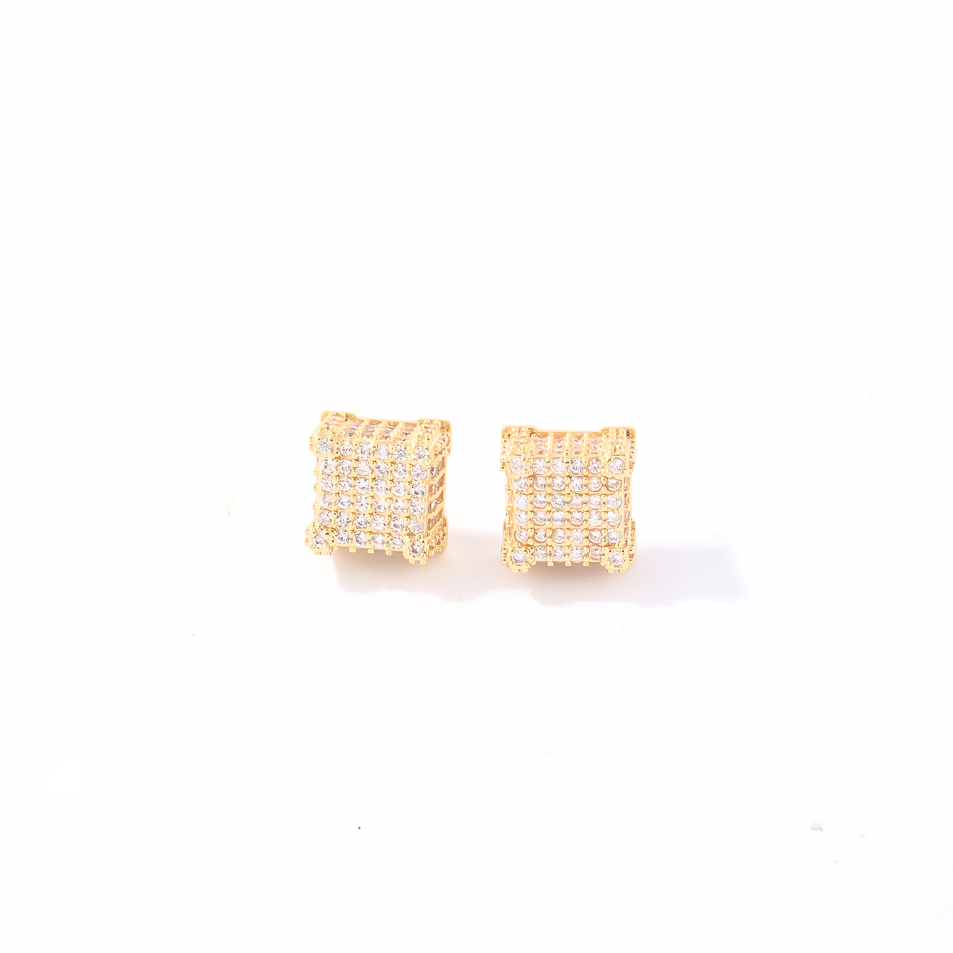 1 Pair Hip-Hop Cool Style Shiny Square Plating Inlay Copper Zircon Ear Studs display picture 3