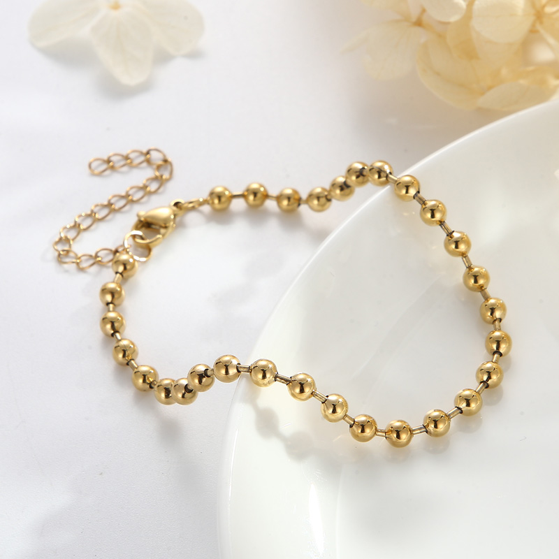 Style Simple Rond Acier Inoxydable Plaqué Or 18K Bracelets En Masse display picture 2