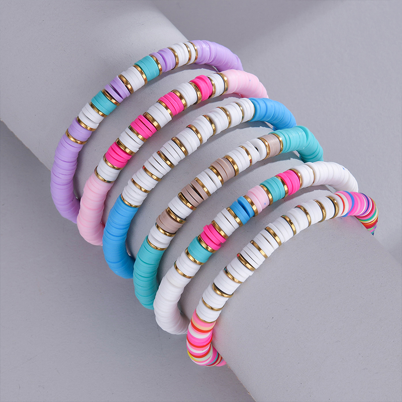 Großhandel Schmuck Elegant Einfacher Stil Einfarbig Weichen Lehm Perlen Armbänder display picture 1