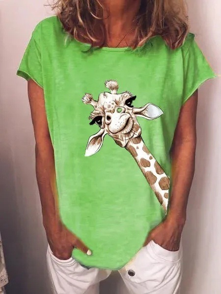 Femmes T-shirt Manche Courte T-shirts Impression Décontractée Girafe display picture 4