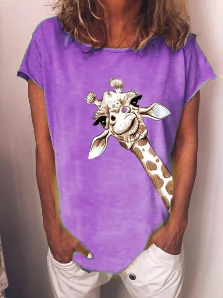 Femmes T-shirt Manche Courte T-shirts Impression Décontractée Girafe display picture 5
