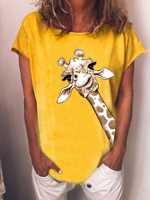 Women's T-shirt Short Sleeve T-shirts Printing Casual Giraffe display picture 6