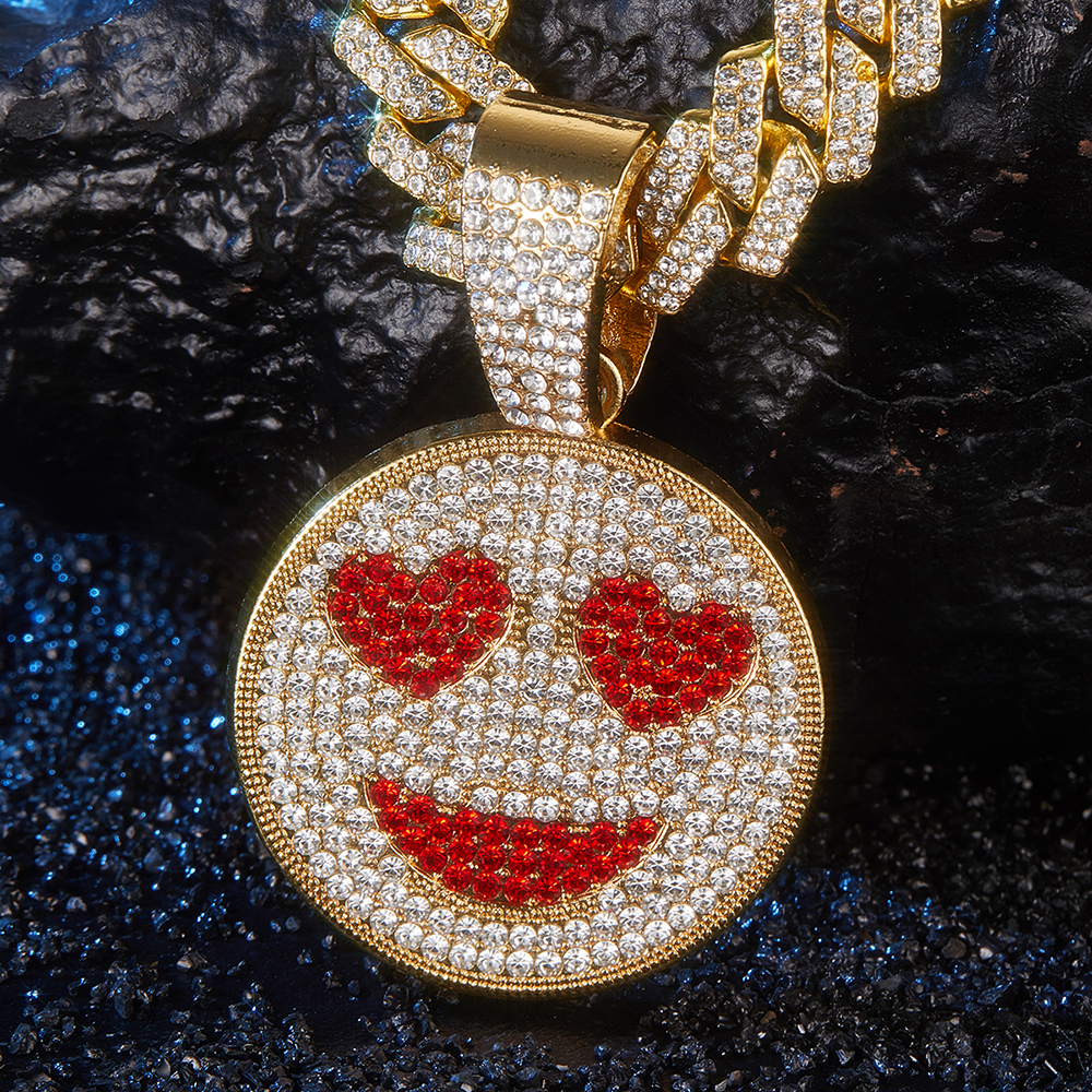 Hip Hop Exagerado Rock Letra Cara Emoji Aleación Enchapado Embutido Diamantes De Imitación Chapado En Oro Unisexo Collar Colgante display picture 22