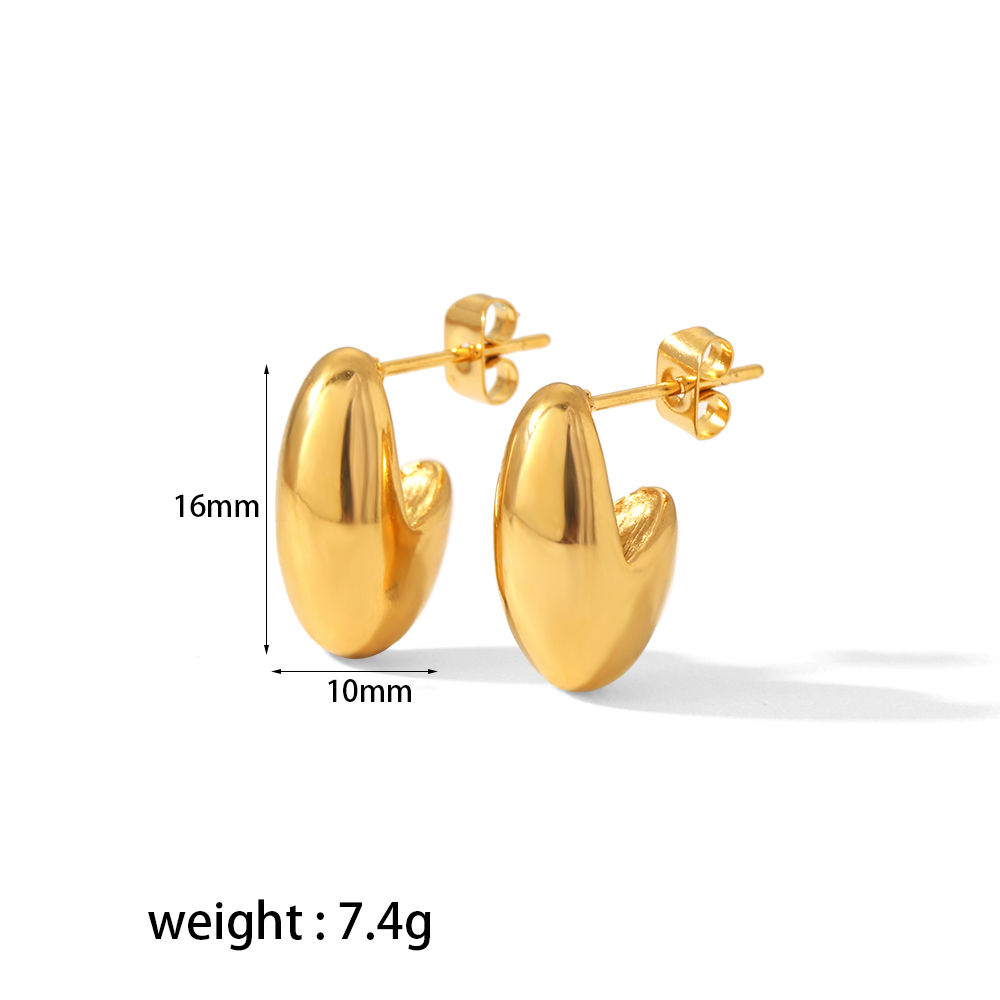 1 Pair Retro L Shape Polishing Plating Stainless Steel 18K Gold Plated Ear Studs display picture 4