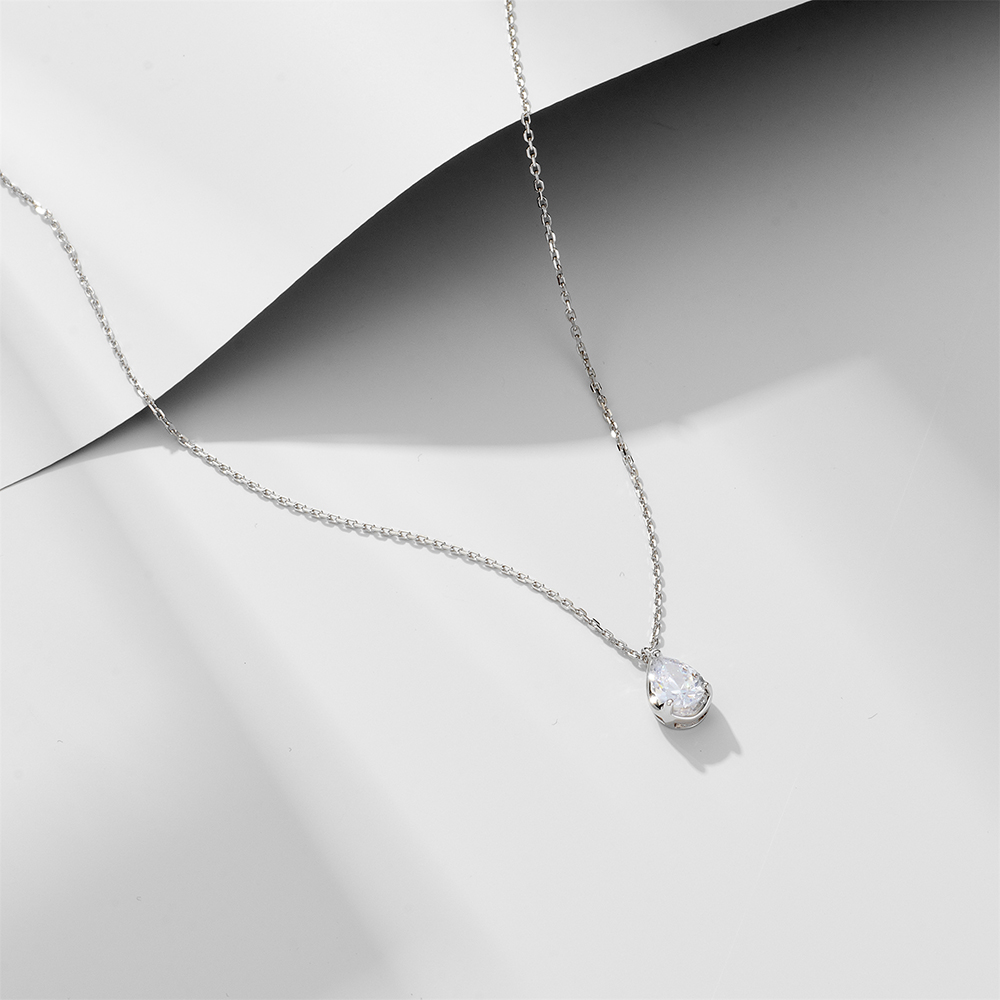 Style Simple Les Gouttelettes D'eau Argent Sterling Placage Incruster Zircon Plaqué Or 14k Plaqué Rhodium Pendentif display picture 3