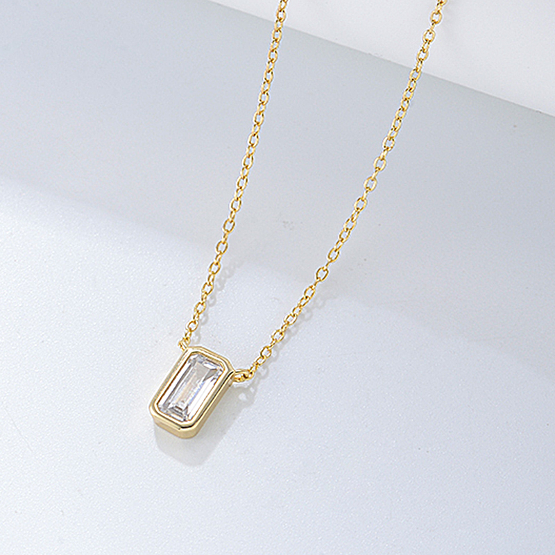 Simple Style Square Sterling Silver Plating Inlay Zircon 14k Gold Plated Rhodium Plated Pendant Necklace display picture 2
