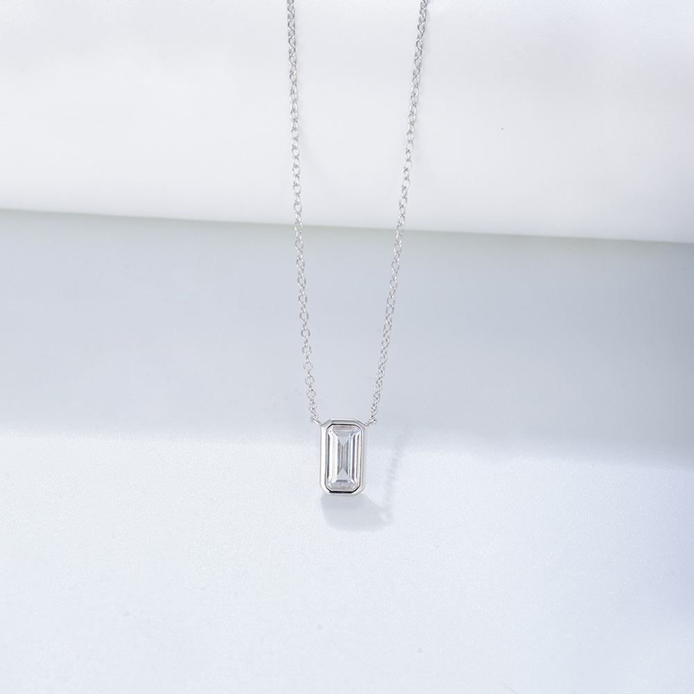 Simple Style Square Sterling Silver Plating Inlay Zircon 14k Gold Plated Rhodium Plated Pendant Necklace display picture 3