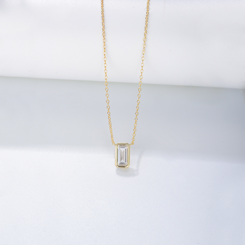 Simple Style Square Sterling Silver Plating Inlay Zircon 14k Gold Plated Rhodium Plated Pendant Necklace display picture 4