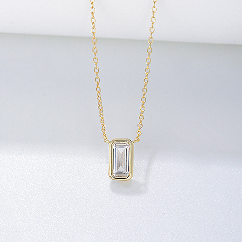 Simple Style Square Sterling Silver Plating Inlay Zircon 14k Gold Plated Rhodium Plated Pendant Necklace display picture 6