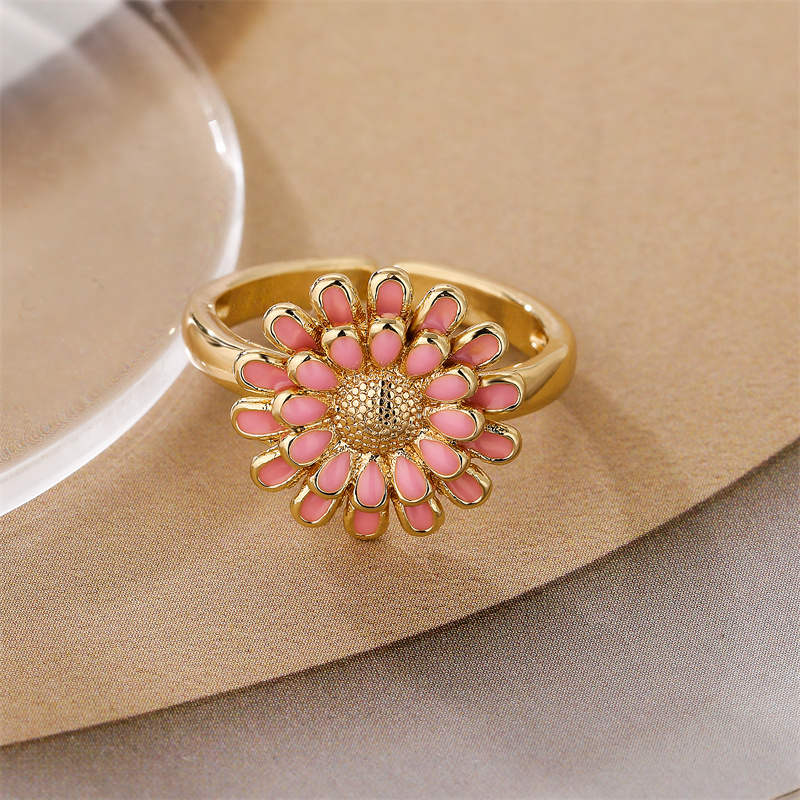 Luxurious Flower Copper Plating Inlay Zircon Gold Plated Open Rings display picture 1